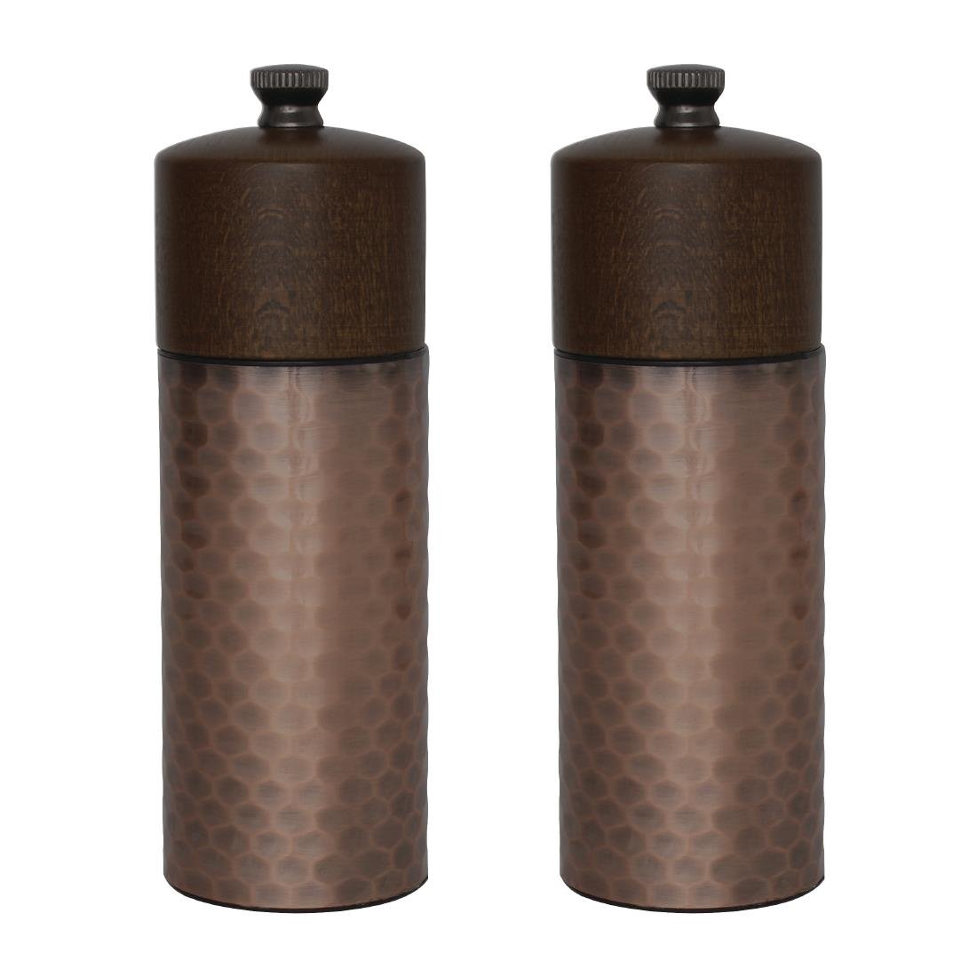 Olympia Copper Wood Salt and Pepper Mill Set