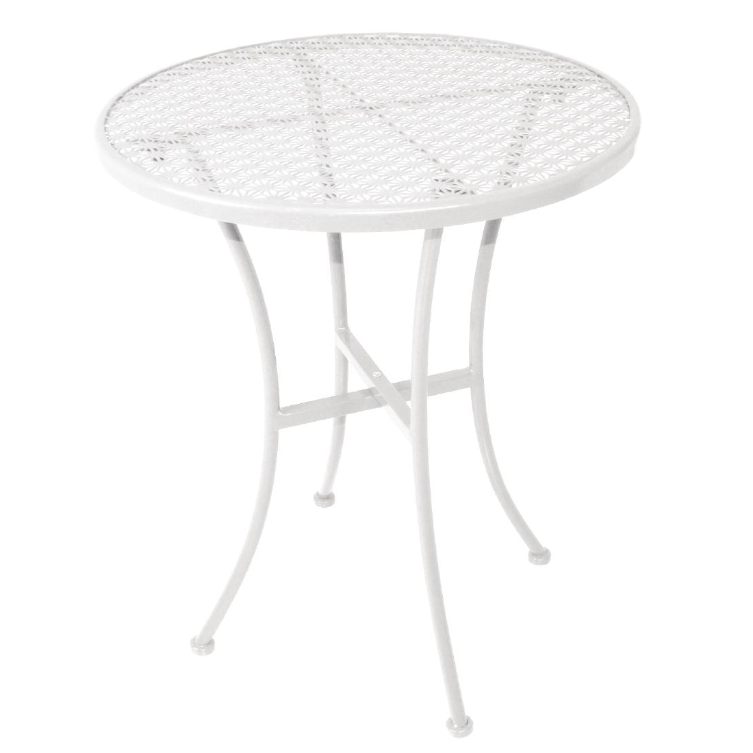 Bolero White Steel Patterned Round Bistro Table White 600mm
