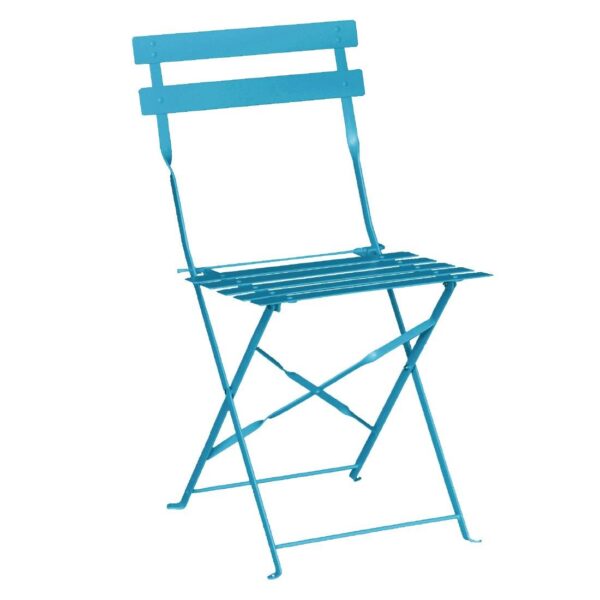 Bolero Pavement Style Steel Chairs Seaside Blue (Pack of 2