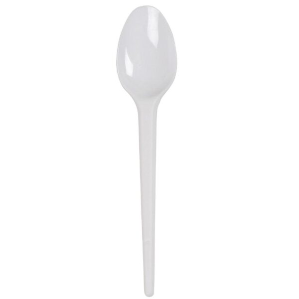 White Plastic Dessert Spoon